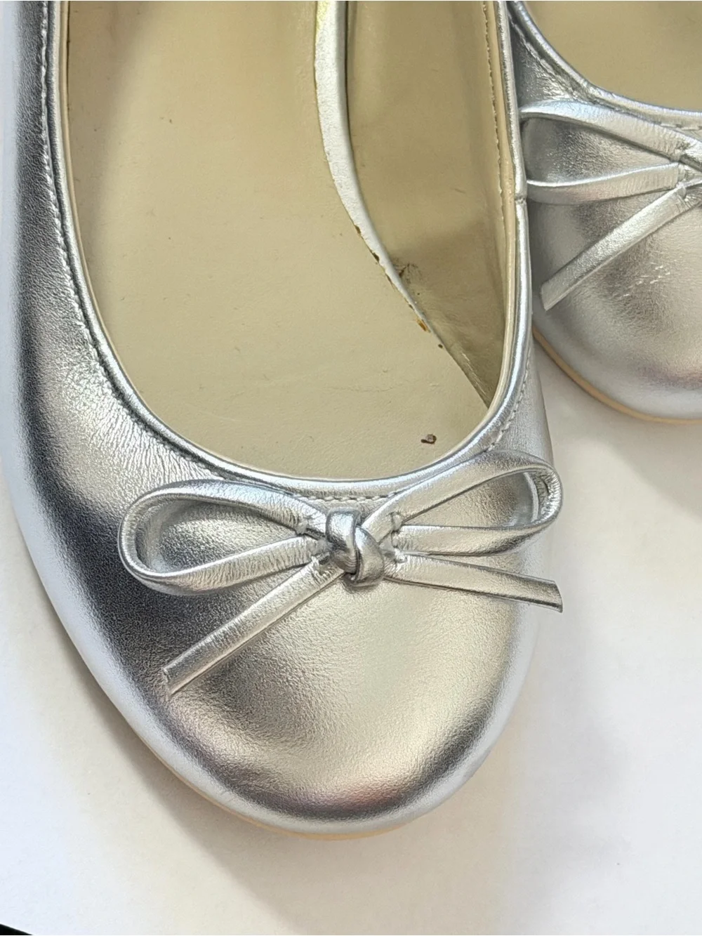 Janie and Jack Metallic Silver Mary Jane Ballet Flat with Bow